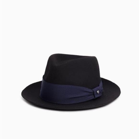 Rag and‎ Bone Women\'s Wool Fedora Hat Blue Ribbon Detail Size Medium main image 6